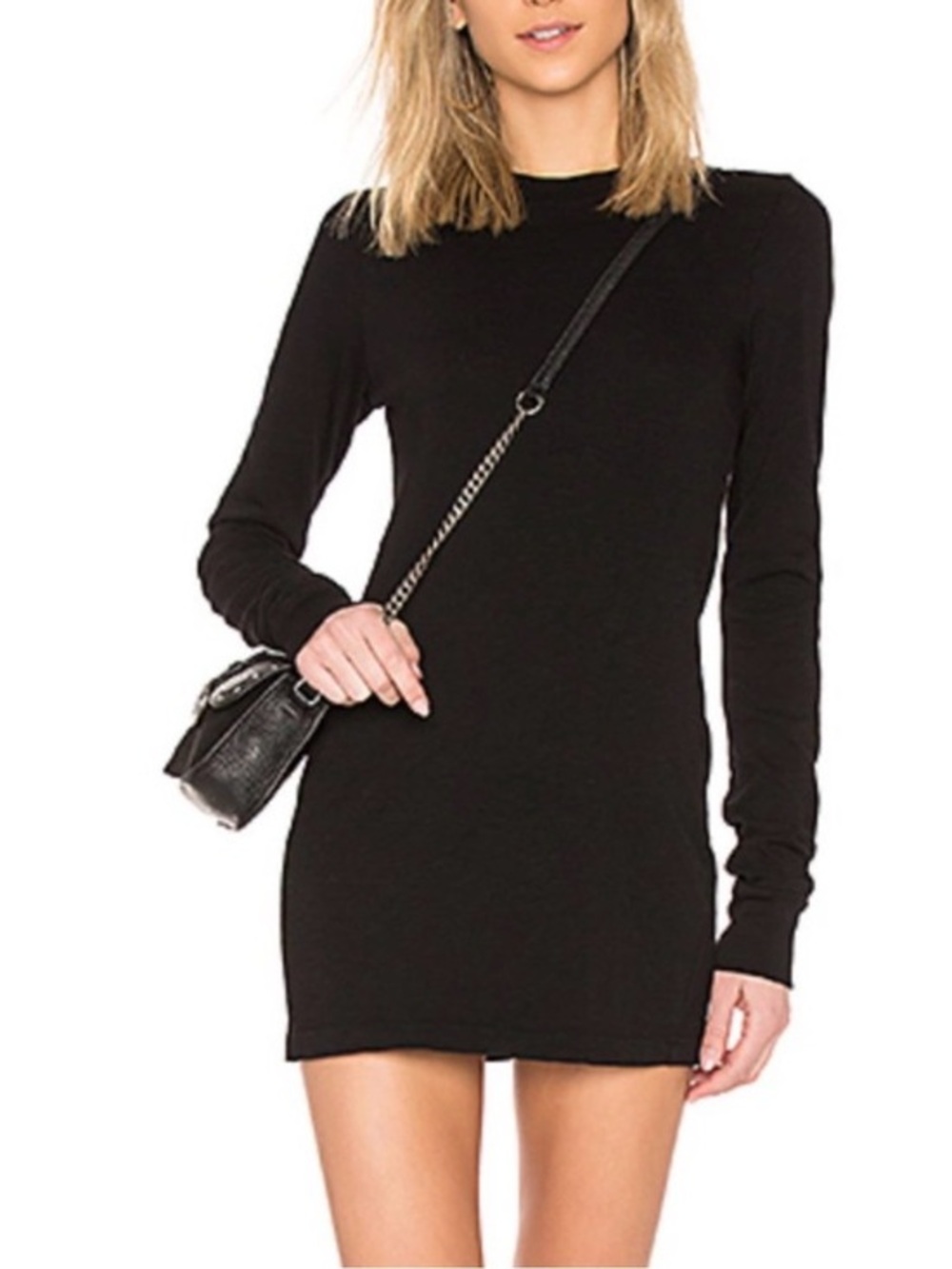 Cotton Citizen Tokyo Long Sleeve Black Mini Dress XS